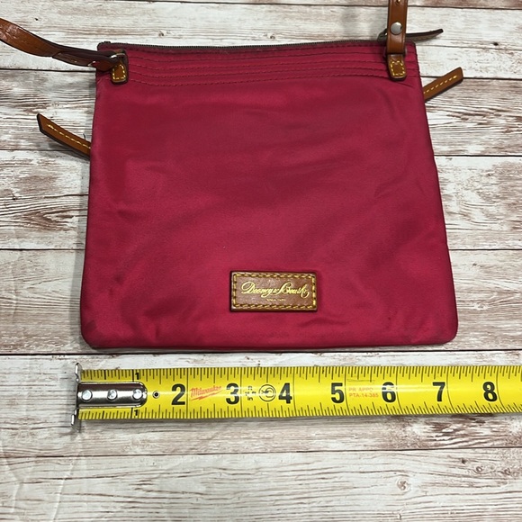 Dooney & Bourke Crossbody Mini Purse Red Pink Easy Clean Brown Leather Strap - Picture 13 of 14